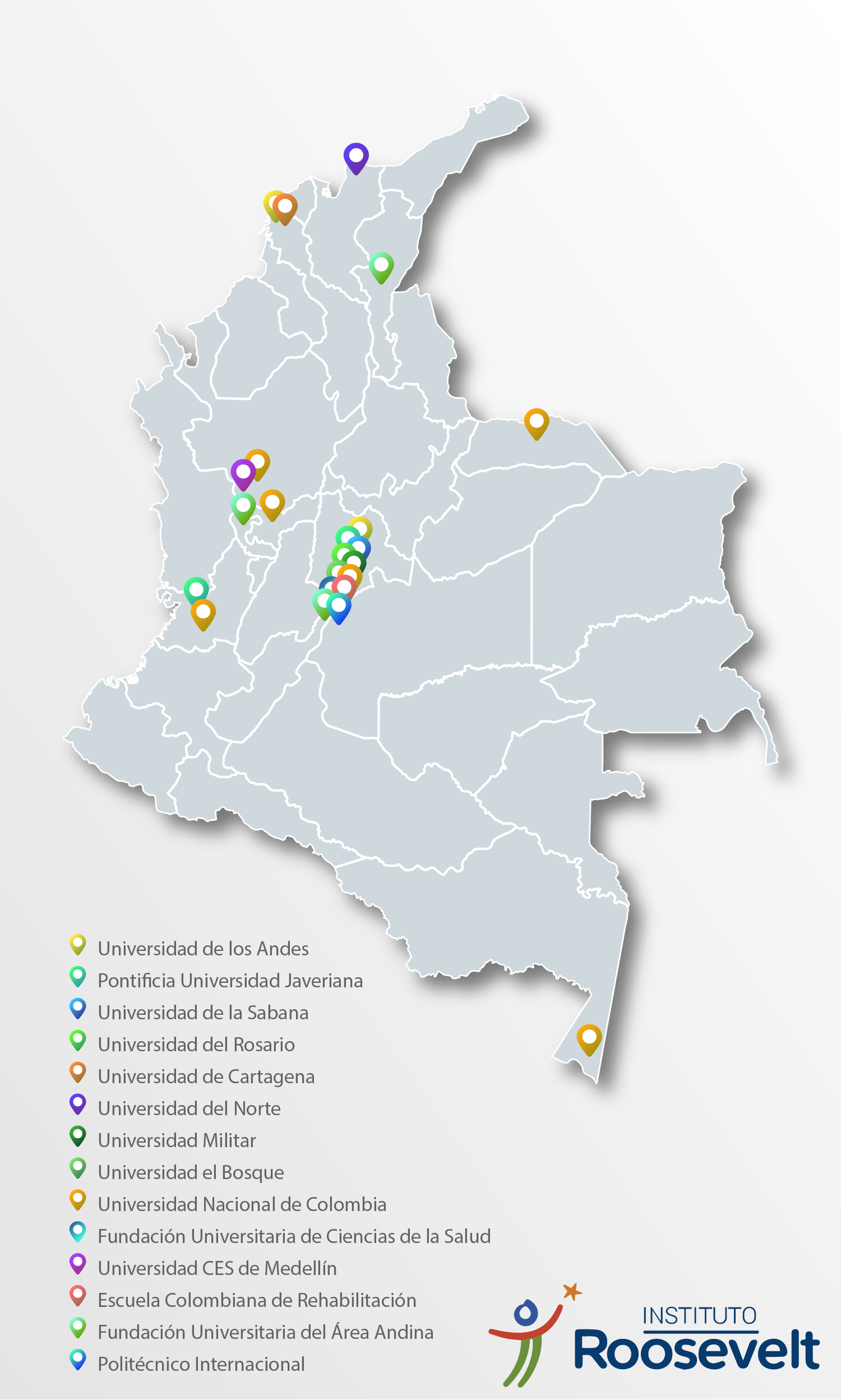 Mapa de ubicaciones Universidad Roosevelt
